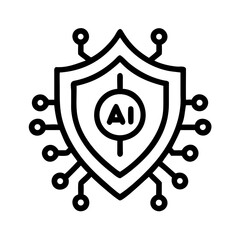 Leinwandbilder - Shield with Power Symbol Icon Representing AI Security and Digital Protection