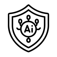 Leinwandbilder - Shield with Power Symbol Icon Representing AI Security and Digital Protection