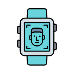 Leinwandbilder - Smartwatch Displaying AI Facial Recognition Icon Representing Biometric Technology