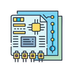 Poster - SOP Circuit Board Icon Representing Standard Operating Procedures and System Workflow