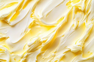 Leinwandbilder - Creamy yellow texture: Swirls of smooth, pale yellow create a rich, inviting surface with subtle variations in tone and depth.