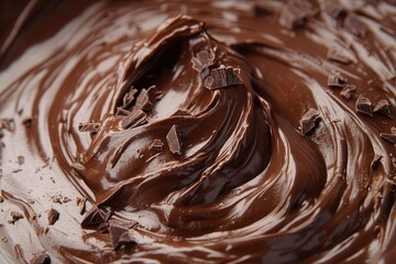 Poster - Indulge in a delectable world of smooth chocolate, where creamy swirls meet irresistible dark chocolate bits. Pure bliss in every bite!