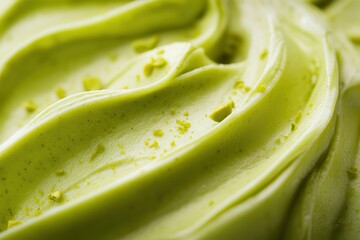 Poster - Close-up shot of a bright green swirled dessert with small pieces sprinkled on top, showcasing a vibrant and appealing treat.
