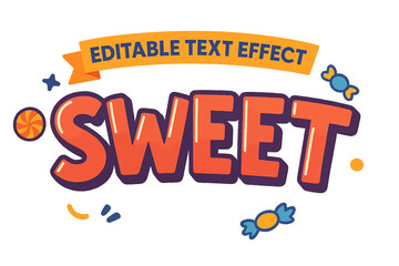 Wall Mural - Modern premium vector design is showcased in the editable text effect with a sweet candy 3D cartoon template style
