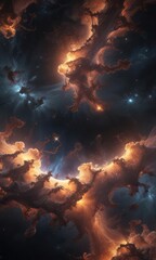 Wall Mural - intricate fractal patterns, glowing gas clouds in deep space , space, optical illusion