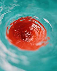 Aufkleber - Fluid Dynamics Meets Mindful Design Hypnotic Water Vortex Revealing Zen Aesthetics in Turquoise and Vermilion - Wellness Innovation and Visual Meditation