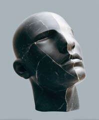 Leinwandbilder - Digital Fragmentation Deconstructed Black Marble Sculpture Exploring AI-Driven Aesthetic Disruption in Contemporary Design and Conceptual Art
