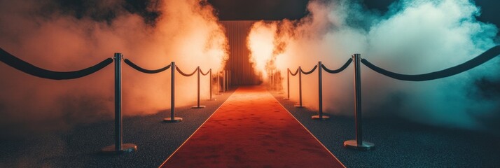 Aufkleber - Cinematic Red Carpet Experience Dramatic Immersive Event Gateway with Atmospheric Lighting - Luxury Entertainment Branding for Digital Age Storytelling