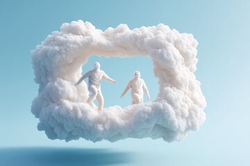 Aufkleber - Ethereal Digital Personas in Metaverse Dreamscape Immersive AR Experience Showcasing Next-Gen Virtual Interaction and Innovative Cloud Computing Design