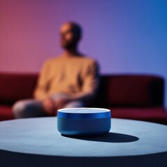 Aufkleber - Minimalist Home Connectivity Modern WiFi Router Styling Sleek Digital Workspace with Gradient Lighting - Ergonomic Remote Work Technology Solutions