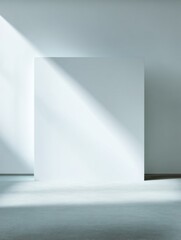 Poster - Minimalist Corporate Mockup Empty White Gallery Wall with Soft Shadow Gradients - Contemporary Design Presentation Space for Brand Identity