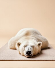 Aufkleber - Mindful Minimalism Serene Polar Bear Plush Resting on Neutral Textile - Soft Sculptural Wellness Design Highlighting Calm and Contemplative Aesthetic