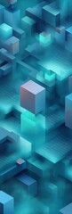 Poster - Futuristic Data Visualization Immersive Isometric Geometric Landscape for Tech Innovation, Digital Transformation, and Creative Blockchain Visualization
