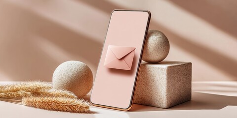 Aufkleber - Minimalist Digital Security Alert Soft Nude Smartphone Phishing Warning with Elegant Texture Play - Cyber Risk Communication for Modern Professionals