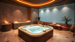 © Cynthia - A luxurious spa room featuring a bubbling jacuzzi aroma Luxurious spa with bubbling jacuzzi Relaxing spa retreat with soothing aroma Elegant spa room with jacuzzi ambiance
