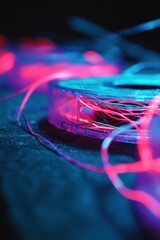 Leinwandbilder - Retro-Futuristic Digital Decay Neon Glitch VHS Aesthetic Exploring Analog Technology Breakdown with Cyberpunk Visual Storytelling