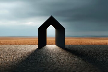 Poster - Liminal Horizons Minimalist Architectural Gateway Symbolizing Transition, Opportunity, and Conceptual Passage Between Urban Silence and Expansive Landscapes