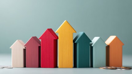 Poster - Urban Dynamics Visualized Minimalist Housing Growth Simulation with Colorful Architectural Miniatures - Innovative Real Estate Market Trend Forecasting