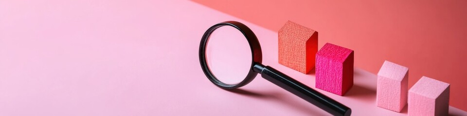 Aufkleber - Minimalist Real Estate Market Insight Innovative Property Search Visualization with Gradient Geometric Blocks and Strategic Magnification Technique