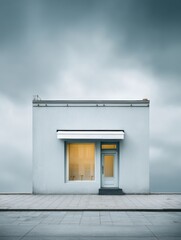 Aufkleber - Minimalist Urban Commercial Space Architectural Branding Opportunity with Clean Nordic Design Showcasing Modern Retail Potential and Innovative Real Estate Investment