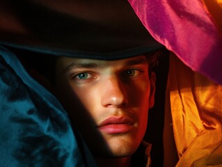 Aufkleber - Ethereal Gen Z Portraiture Moody Cinematic Aesthetic with Vibrant Color Psychology - Immersive Digital Content and Emotional Storytelling for Next-Gen Media
