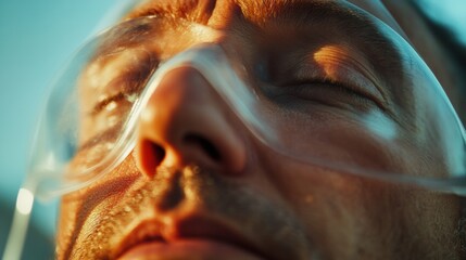 Aufkleber - Immersive Healing Technology Precision Oxygen Therapy Closeup with Translucent Medical Interface - Compassionate Healthcare Innovation and Patient Wellness Experience