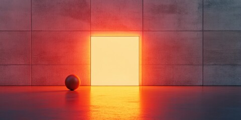 Leinwandbilder - Digital Minimalism Meets Neon Aesthetics Luminescent Geometric Sphere Illuminating Futuristic Industrial Space - Immersive Visual Design and Tech Innovation Narrative