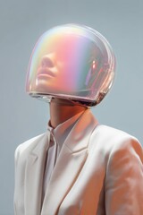 Aufkleber - Iridescent Future Vision Next-Gen Professional Aesthetic with Holographic Helmet - Transformative Tech Branding for Innovative Millennial Workplaces