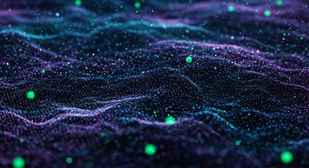 Wall Mural - wave network connections - abstract landscape, symbolizing data flow, connectivity, ai, technology, 
