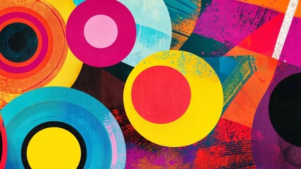 Wall Mural - Dynamic abstract circles and vibrant colors in motion