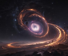Wall Mural - sparkling starscape, galactic swirls dark, cosmic expanse , magical, galaxy background