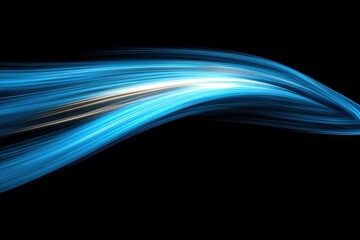 Wall Mural - abstract blue light trails on black background creating a dynamic and futuristic design element for 