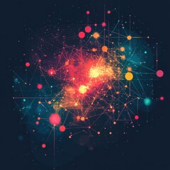 Wall Mural - abstract network connection background with glowing nodes and lines creating a futuristic feel and a