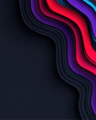 Wall Mural - abstract layered waves with vibrant colors and dark background creating a modern and dynamic visual 