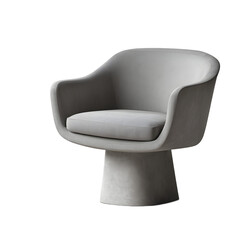 Poster - Industrial concrete base armchair with minimalistic grey seat isolated on a empty plain background