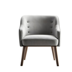 Poster - Industrial concrete base armchair with minimalistic grey seat isolated on a empty plain background