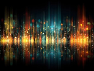 Canvas Print - abstract cityscape with vibrant light trails and reflections creating a dynamic and futuristic urban