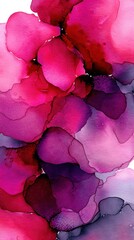 Wall Mural - abstract watercolor painting featuring vibrant pink and purple hues creating a floral inspired desig