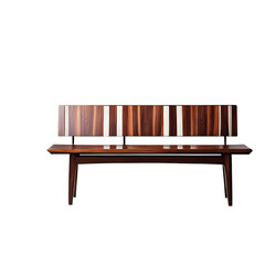 Poster - Mid-century modern rosewood bench with clean lines, isolated on a empty plain background