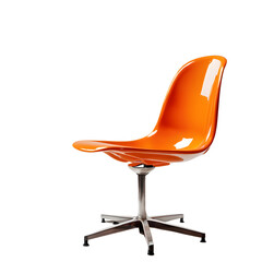Poster - Retro 1970s bright orange molded plastic chair, isolated on a empty plain background