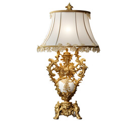 Poster - French Rococo ornate gold table lamp with silk shade, isolated on a empty plain background