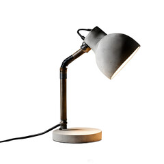 Poster - Industrial concrete block desk lamp with exposed bulb, isolated on a empty plain background