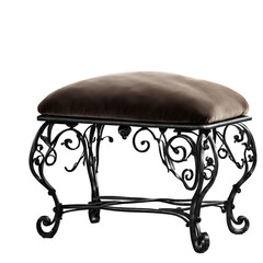 Fototapete - Victorian wrought iron ottoman with plush velvet cushion, isolated on a empty plain background
