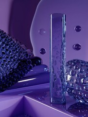 Wall Mural - elegant arrangement of glass shapes in a monochromatic purple palette creating a modern abstract com