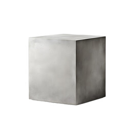 Poster - Minimalist concrete cube end table, isolated on a empty plain background