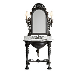 Poster - Victorian cast iron base vanity with marble slab top, isolated on a empty plain background