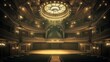 © TRAVEL MOSAIC - Grand Theater Stage:  A grand, ornate theater stage stands bathed in soft golden light, beckoning performers and the audience alike.