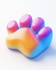 Wall Mural - gradient paw print on white background with smooth transitions and soft lighting creating a playful 