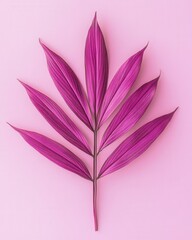 Canvas Print - vibrant magenta leaf against a soft pink backdrop creating a visually striking botanical composition