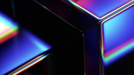 Wall Mural - Abstract animation, 3d render of rotating glass cubes, 4k seamless looped video
